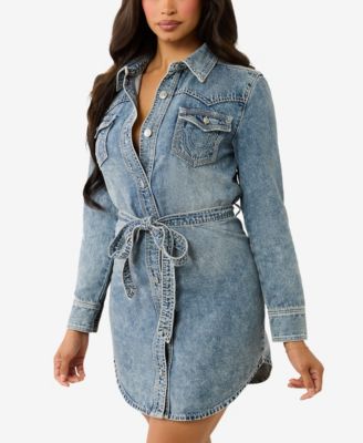 【TRUE RELIGION】★デニムワンピース★ BELTED DENIM DRESS True Religion Women's Georgia Shirt Belted Denim Dress - Macy's