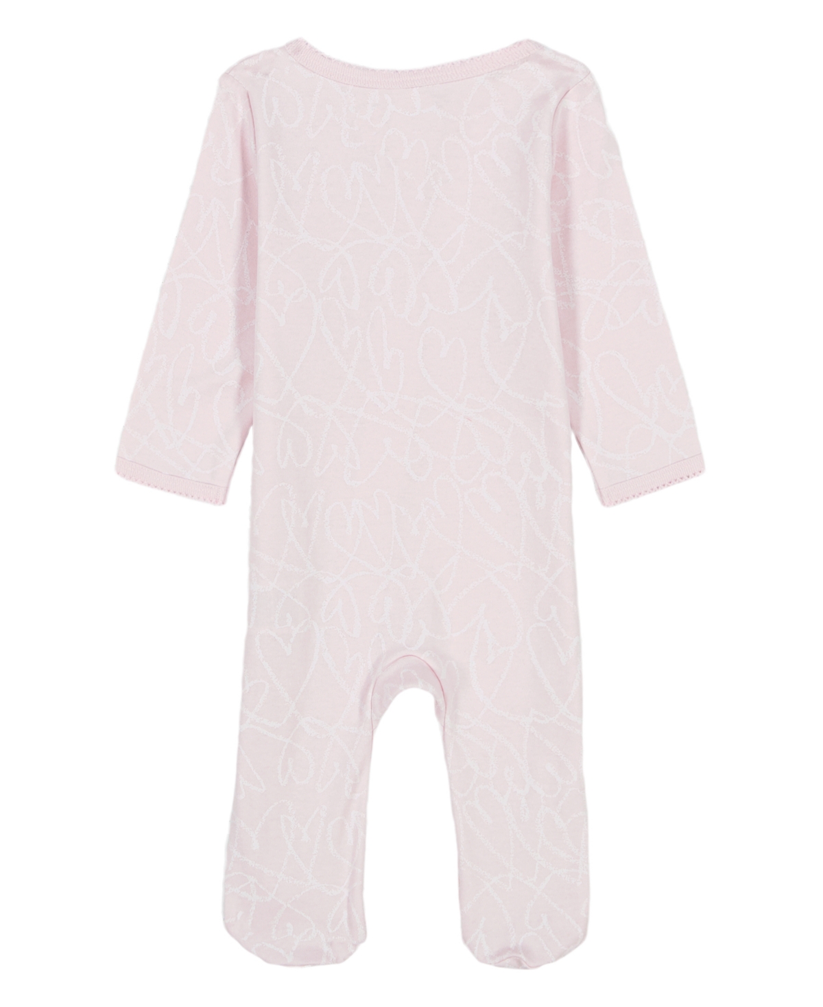 Calvin Klein Baby Girls Heart Sketch Zip-front Footed Coverall In Egret,pale Lilac