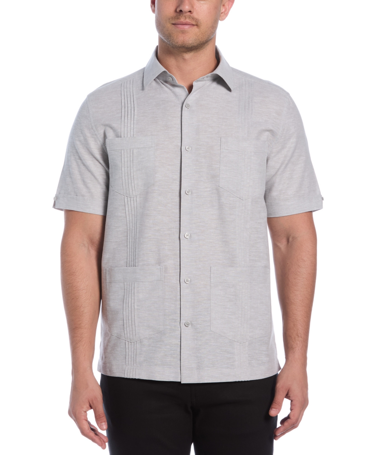 Men's Linen Blend Four-Pocket Shirt - Jet Black