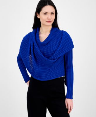 Anne Klein - Women's Ribbed Open-Front Draped Cardigan