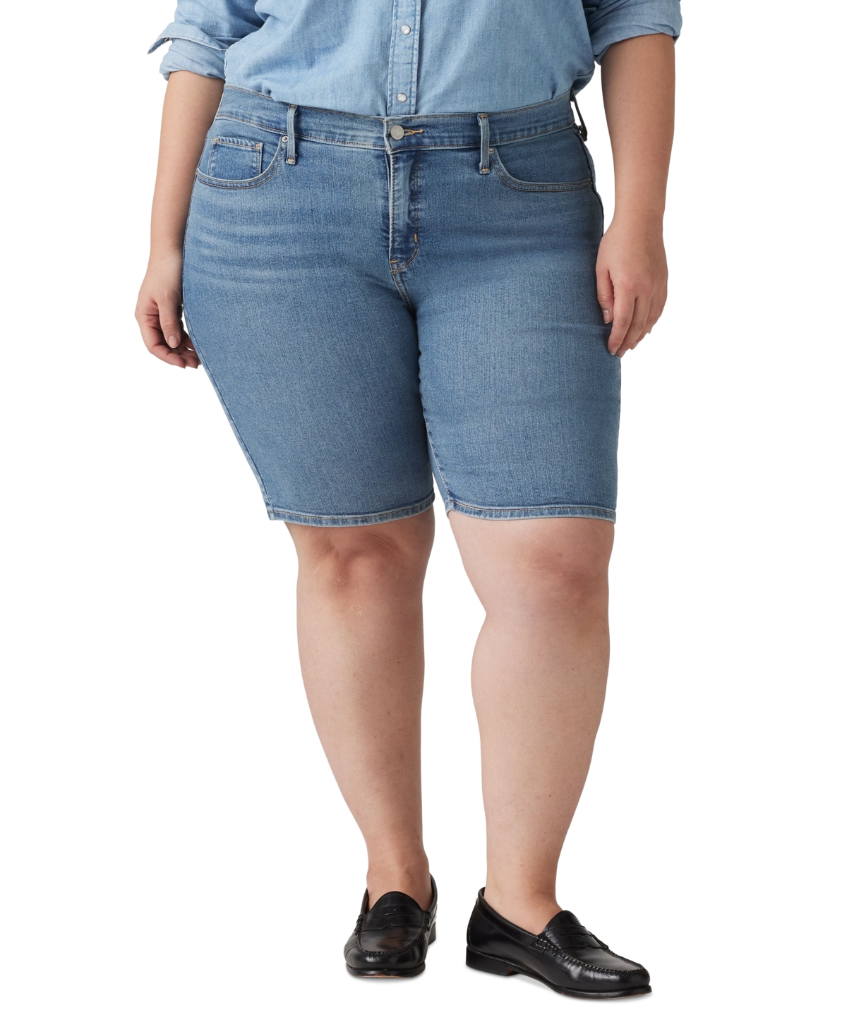 LEVI'S PLUS SIZE HIGH-RISE SHAPING BERMUDA SHORTS 