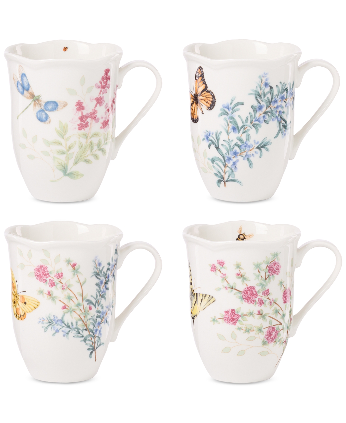 Butterfly Meadow Herbs Mugs, Set of 4 - Multi