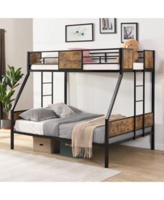 Twin Over Full Metal Bunk Bed with Storage