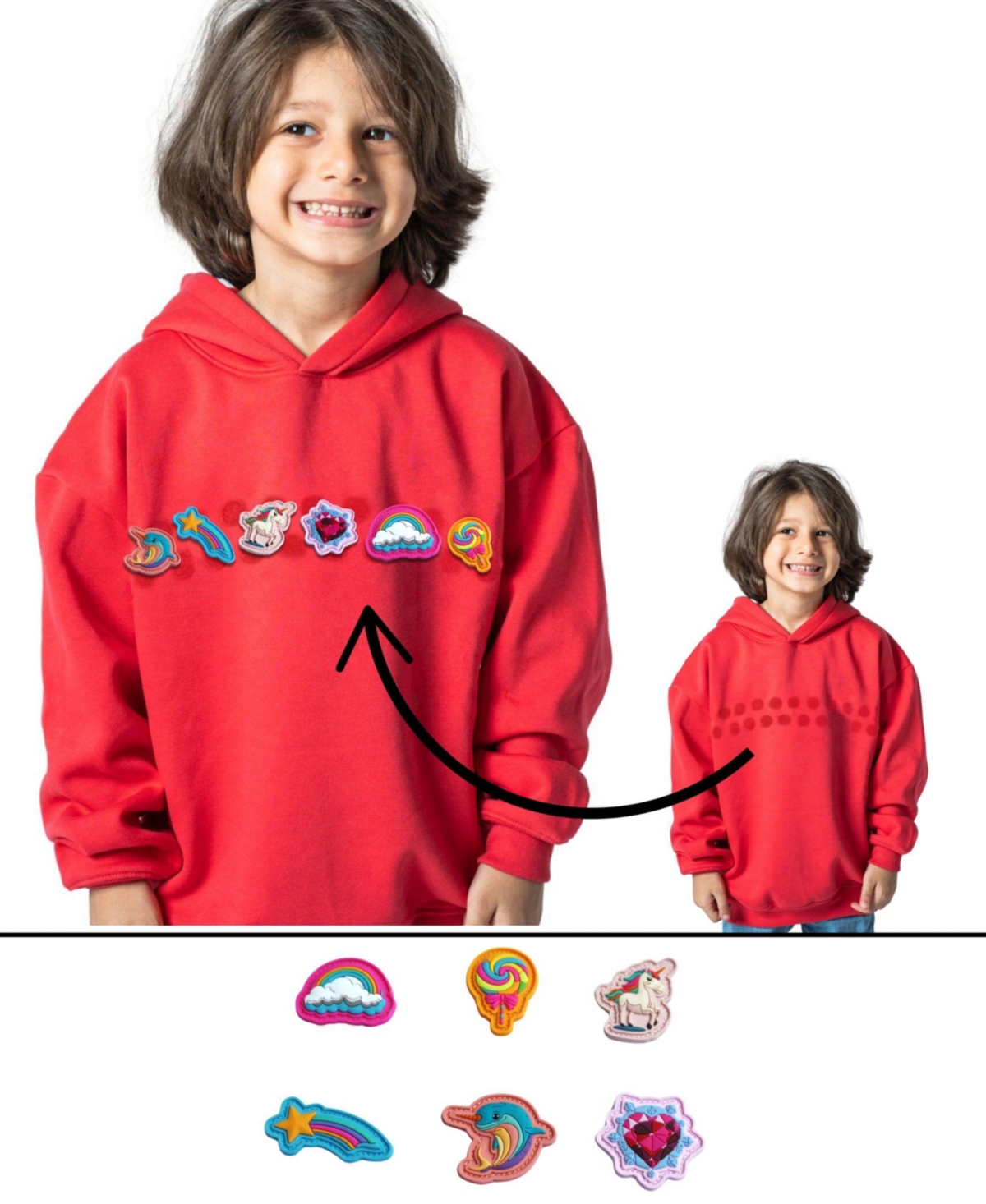 Shop Rabble Clothing Unisex Customizable Hoodie Bundle With Magic Wonders Patch Dabblz In Strawberry Splash