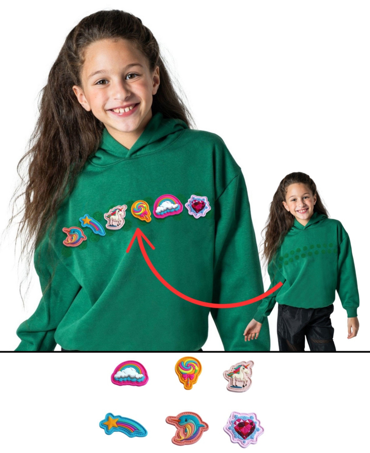 Rabble Clothing Unisex Customizable Hoodie Bundle With Magic Wonders Patch Dabblz In Precious Emerald