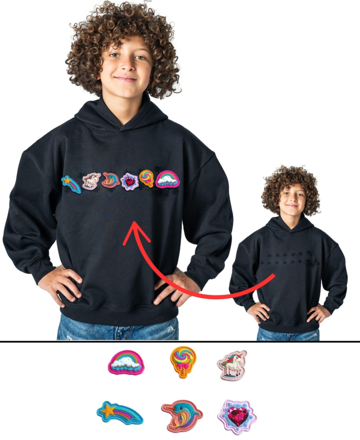 Rabble Clothing Unisex Customizable Hoodie Bundle With Magic Wonders Patch Dabblz In Jet Black