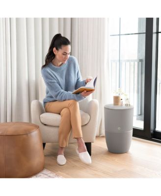 Bloom Air Purifier, Smart HEPA-13 Medical-Grade Filtration, Large Rooms (1,517 Sq. Ft.)  Grey Special Edition with Marble Accent Table