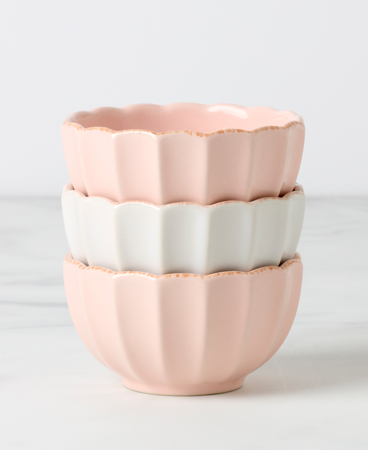 Lenox French Perle Scallop Mini Bowls, Set Of 3 In Multi