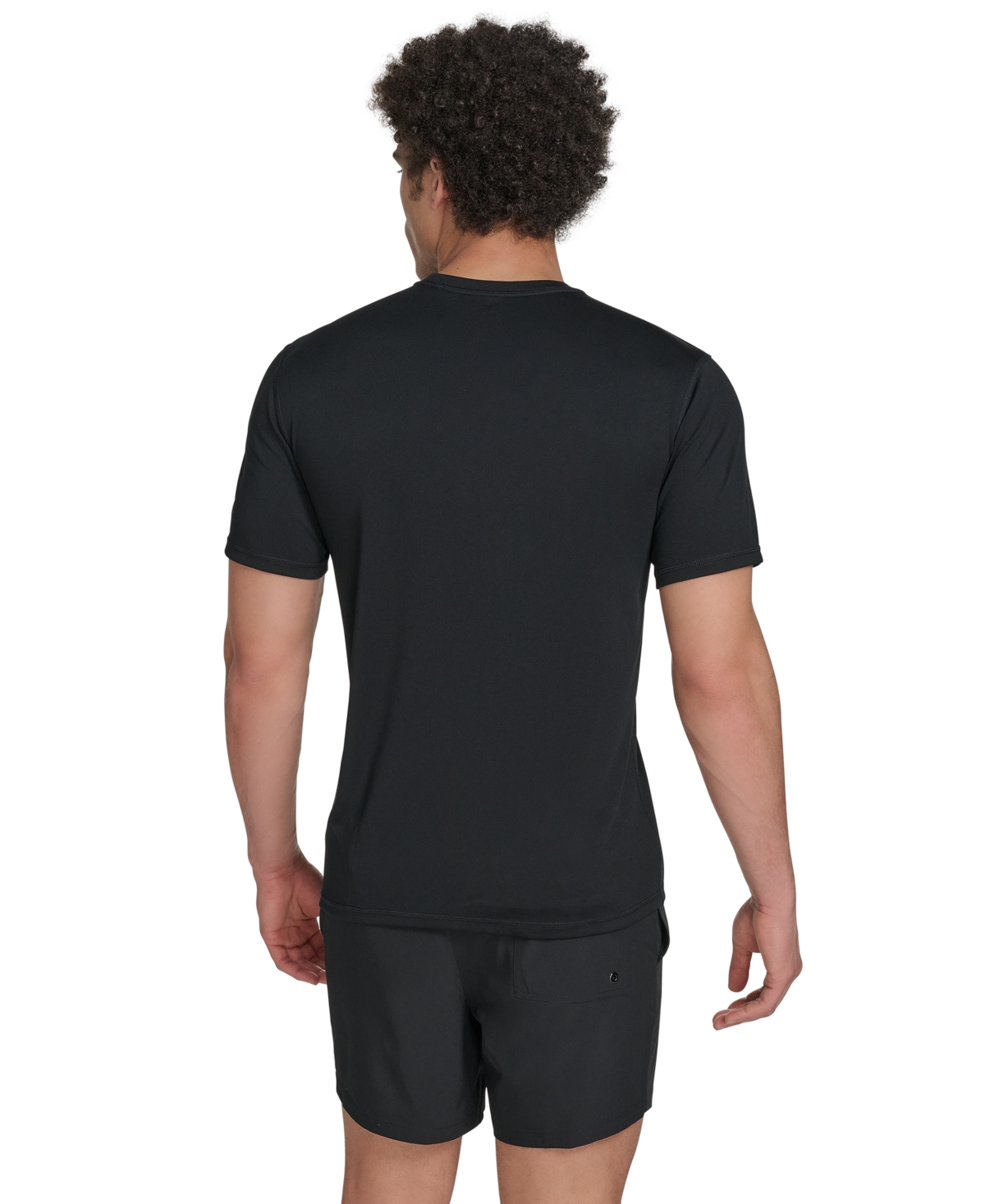 Shop Calvin Klein Men's Logo Short-sleeve Swim Rash Guard In Black