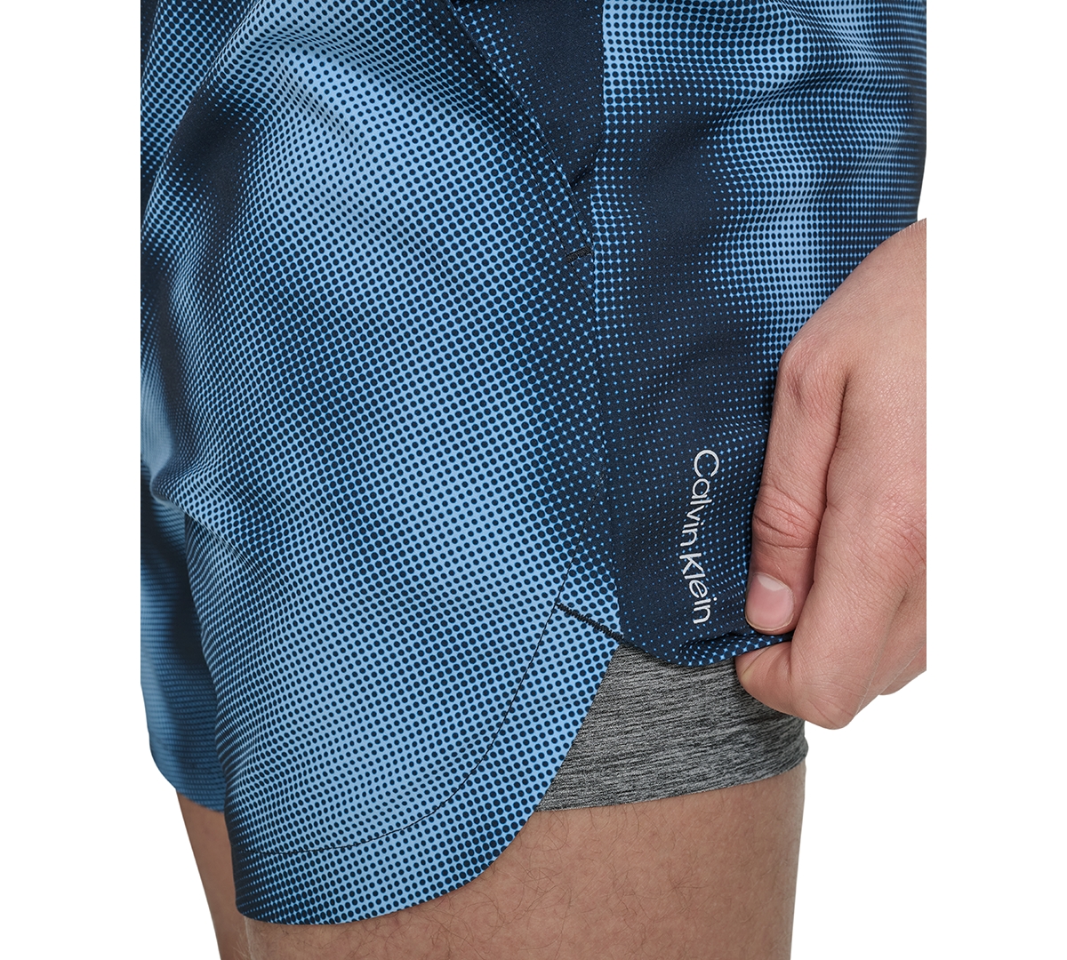 Shop Calvin Klein Men's Stretch Active Modern Euro 5" Swimsuit In Blue Multi