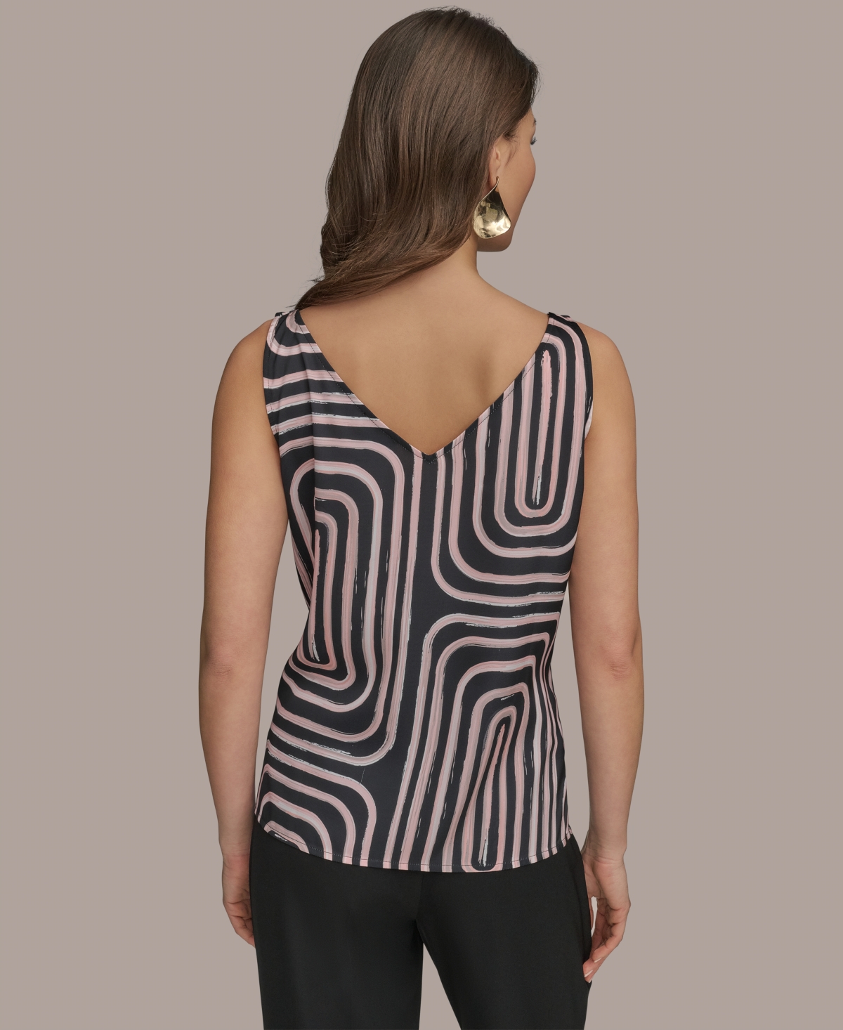 Donna Karan Women's Cowlneck Camisole Top, Regular & Petite Sizes In Black,aprct Multi