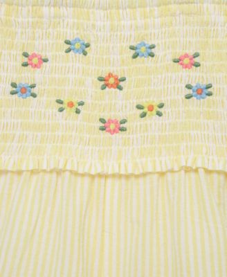 Baby Girls Woven Cotton Romper & Headband, 2 Piece Set