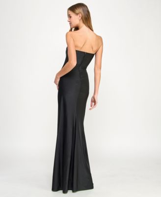 Juniors' Strapless White Tie Gown