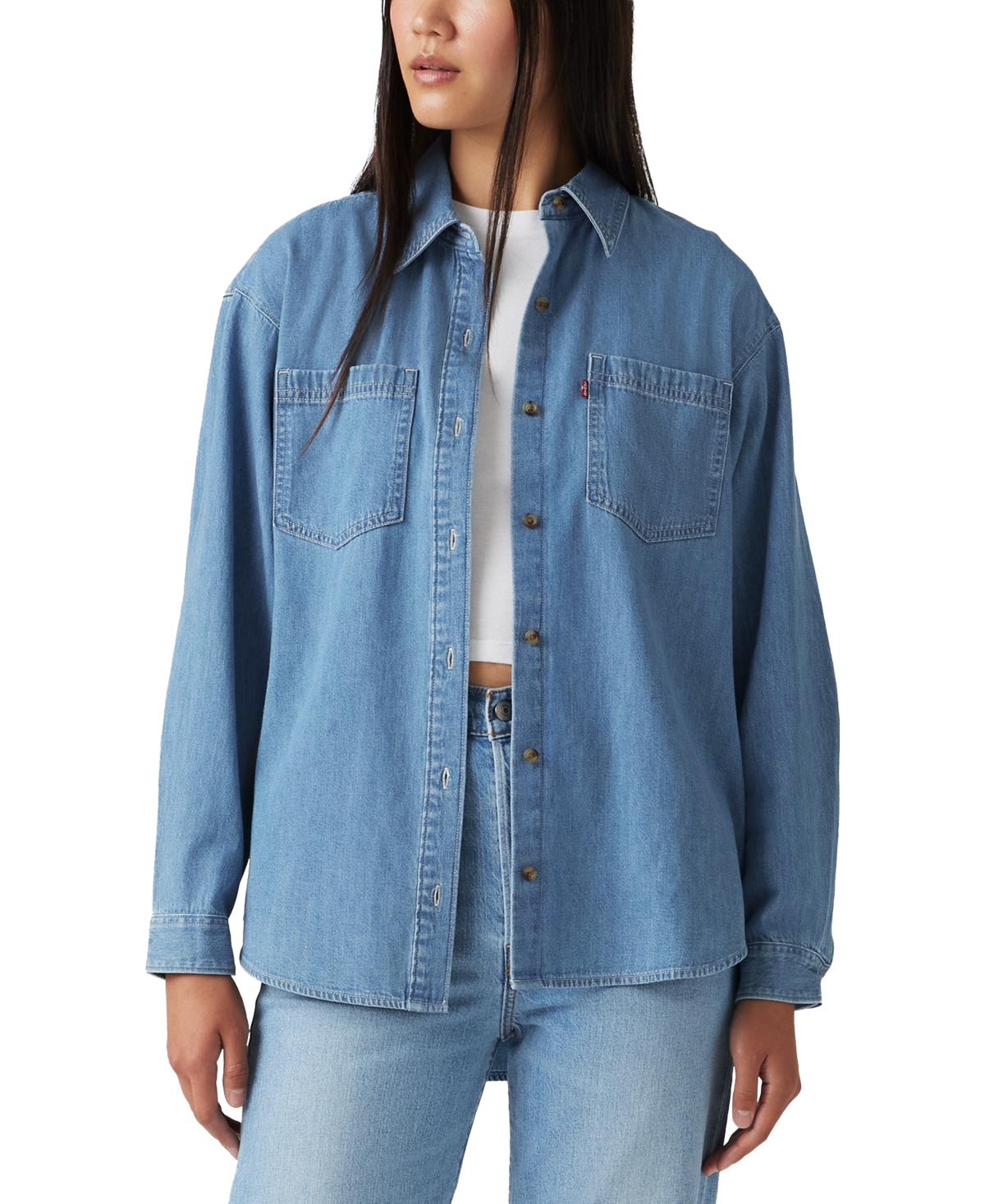 LEVI'S WOMEN'S IRIS BUTTON-FRONT COTTON OVERSHIRT 