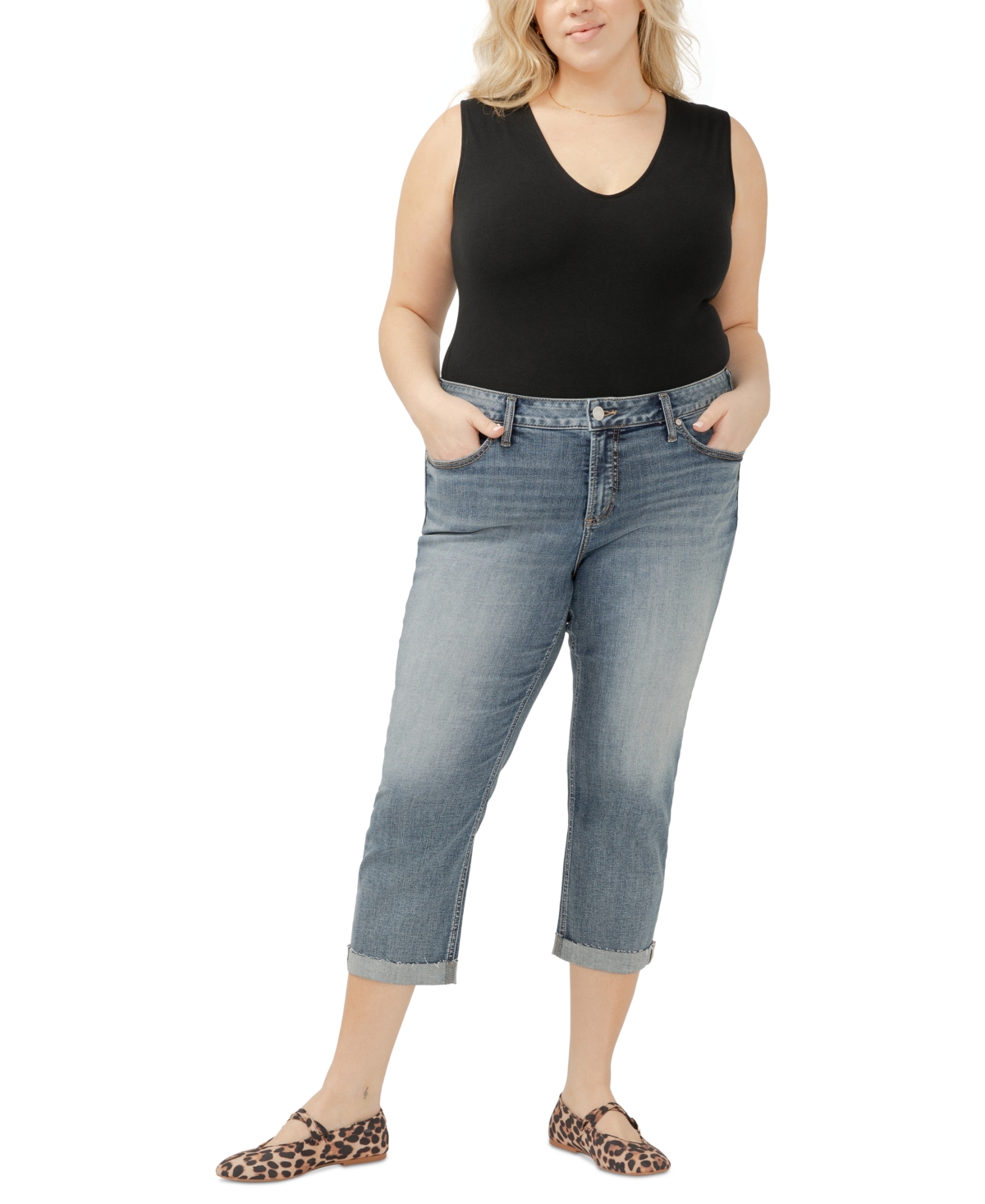 Silver Jeans Co. Plus Size Elyse Mid-rise Comfort Fit Capri In Indigo