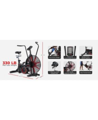 Smart Customizable Air Bike Trainer, 330LB Capacity Leg + Arm Cardio Workout, with SunnyFit App Bluetooth Link