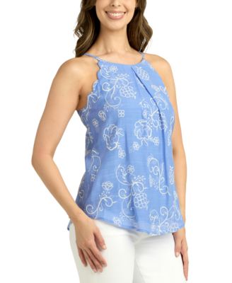 Juniors' Embroidered Sleeveless Top