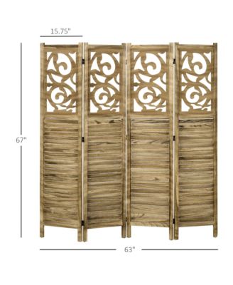 5.5' 4 Panel Room Divider, Double Hinged Privacy Screens,