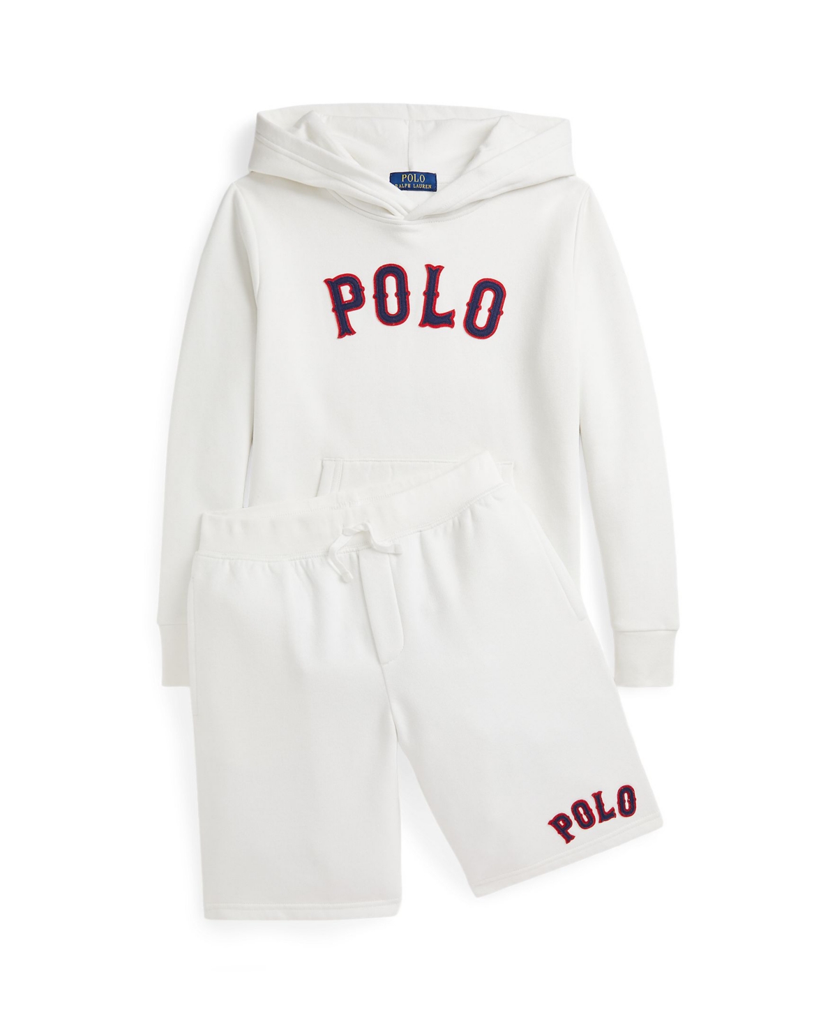 Polo Ralph Lauren Big Boys Baseball Logo Fleece Hoodie In Paper White