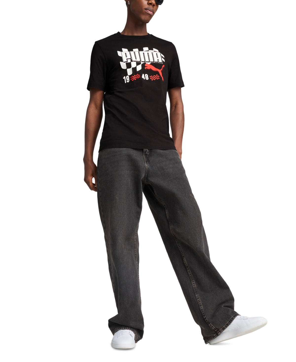 Puma Men's Moto Flag Graphic T-shirt In Black