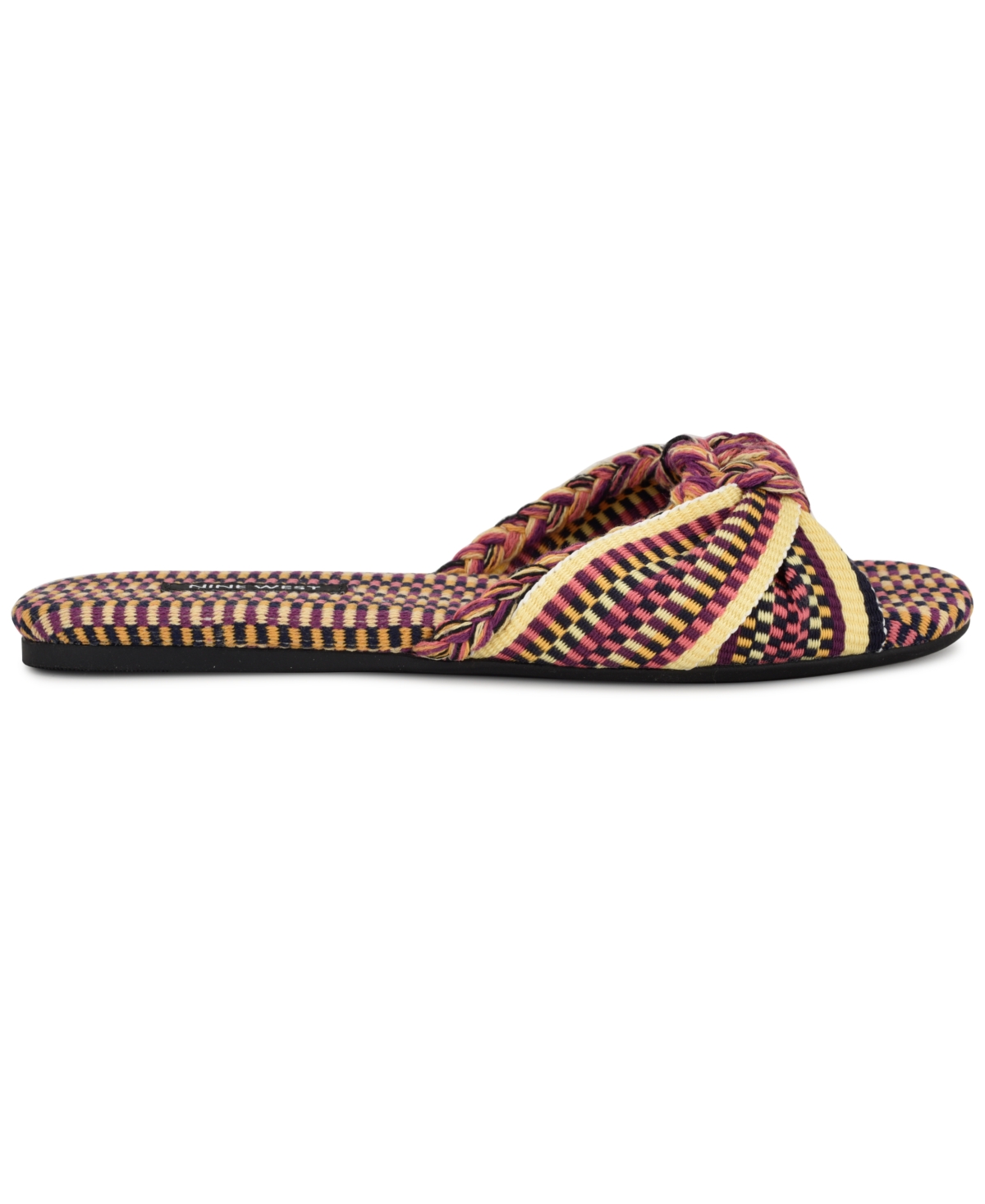 Shop Nine West Women's Lalta Knotted Flat Slide Sandals In Dark Red Multi