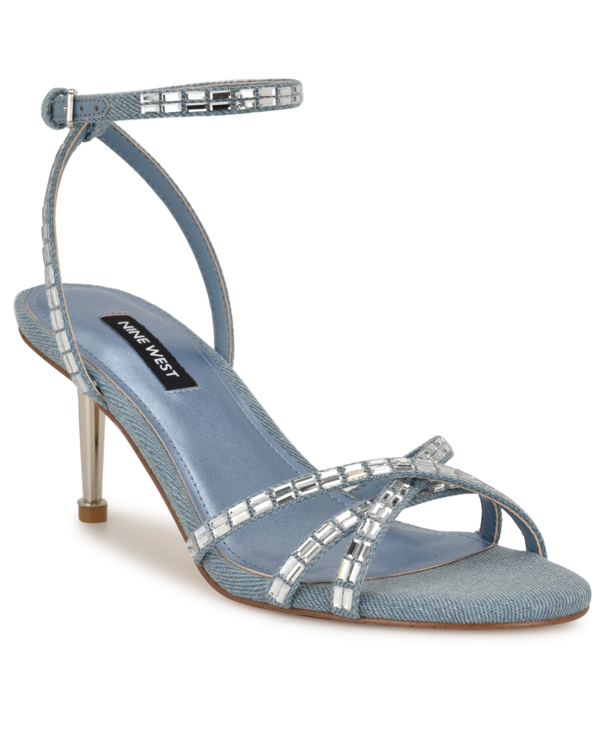 Women's Amseta Strappy Embellished Stiletto Sandals - Light Blue Denim