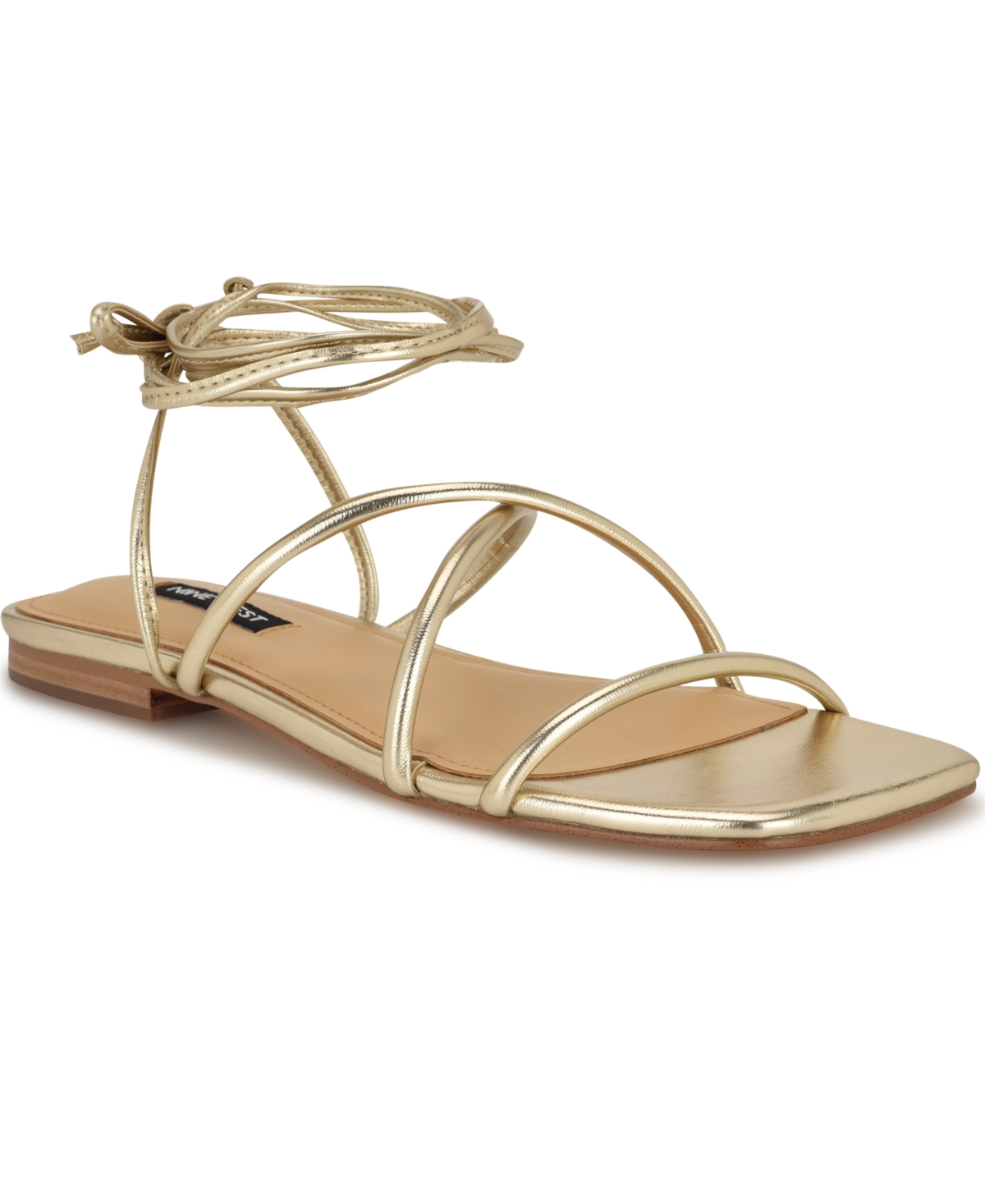 Nine West Mikila Ankle Wrap Sandal In Gold