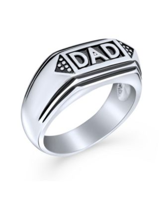 Word Band Signet DAD Ring For Father Day Gift Oxidized Black Silver Tone Stainless Steel