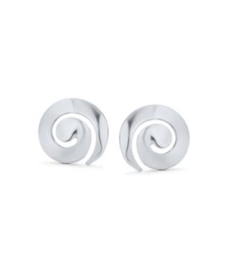 Boho Hammered Geometric Swirl Stud Earrings in 14K Gold & Sterling Silver