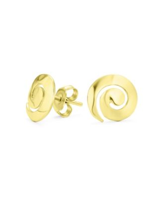 Boho Hammered Geometric Swirl Stud Earrings in 14K Gold & Sterling Silver