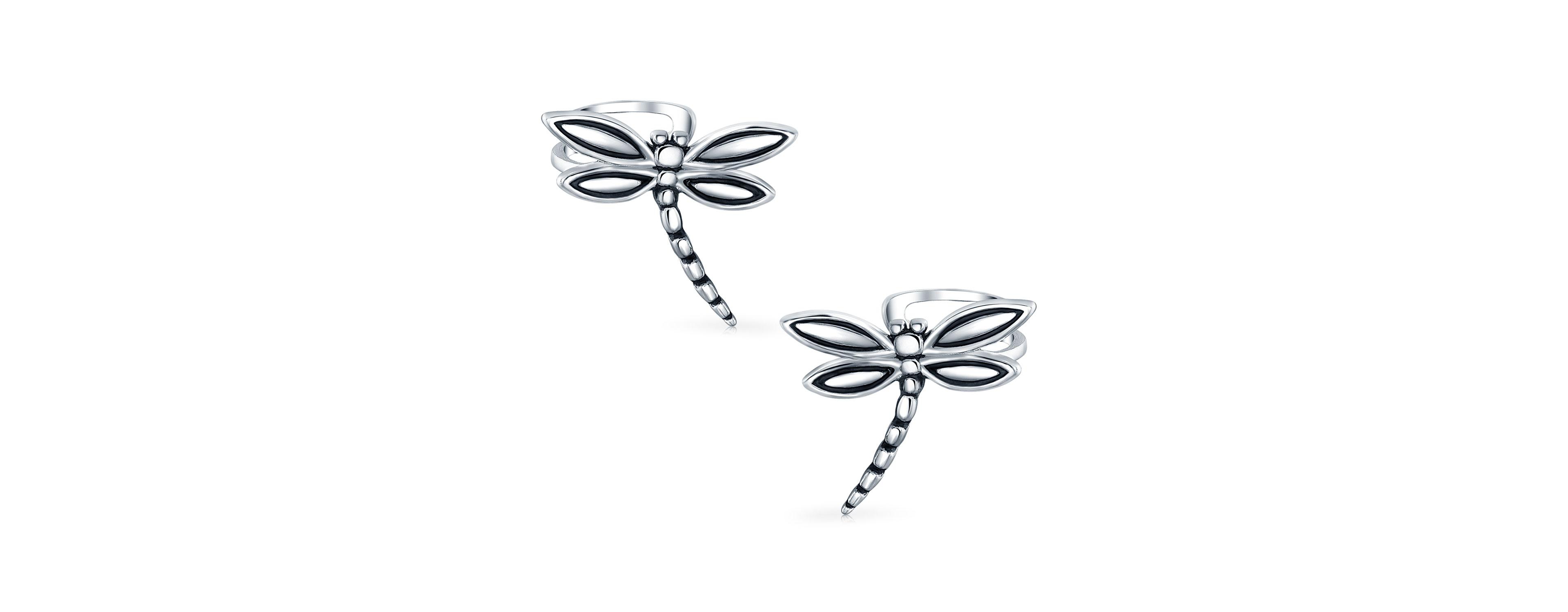 Bling Jewelry Butterfly Dragonfly Firefly Ear Cuff Cartilage Clip Wrap Non-Pierced Earrings Silver