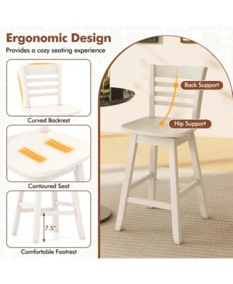 4 PCS 24.5" Counter Height Bar Chairs Swivel Bar Stools with Hollow Backrest