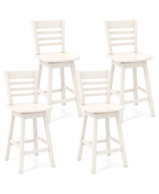 4 PCS 24.5" Counter Height Bar Chairs Swivel Bar Stools with Hollow Backrest
