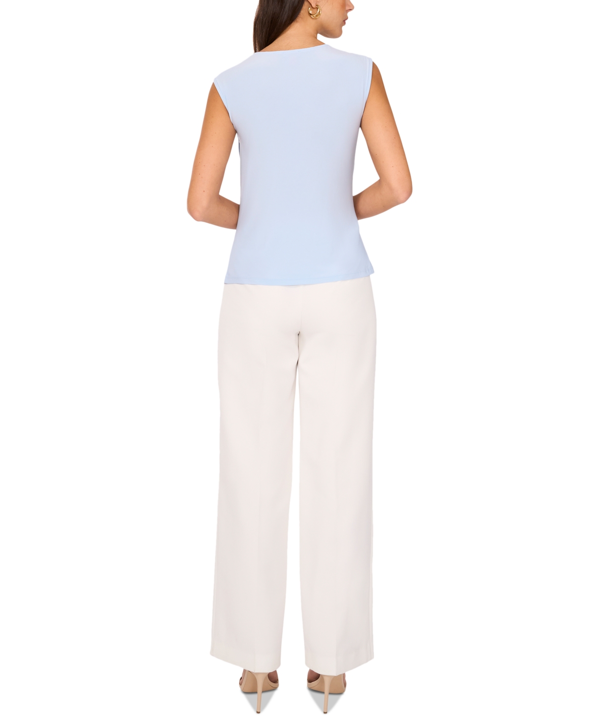 Shop Vince Camuto Women's Draped Crossover Neck Top In Frozen