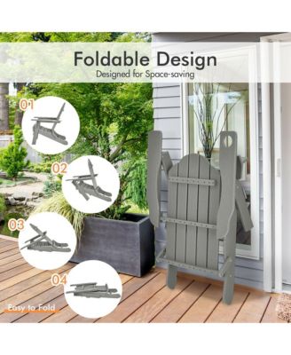 2PCS Patio Folding Adirondack Chair Weather Resistant Cup Holder Yard