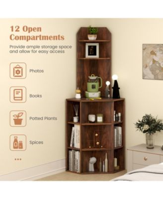 6-Tier Corner Shelf with Charging Station & USB Ports Space-Saving Storage for Home & Office