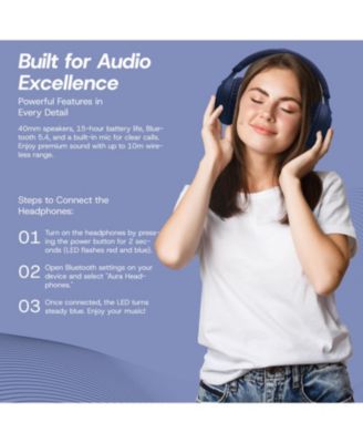 GabbaGoods Aura Over Ear Bluetooth Noise Reduction Headphones