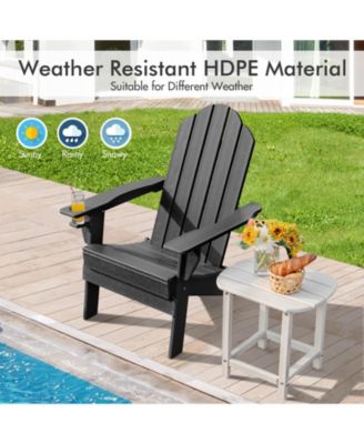 Foldable Weather Resistant Patio Chair with Built-in Cup Holder