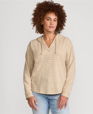 Women's Long Sleeve Slub Hooded Popover