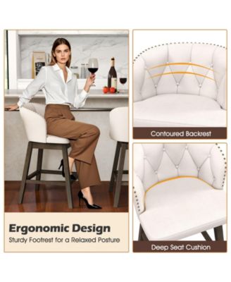 Set of 2 Counter Height Fabric Upholstered Bar Stools Stylish and Comfortable Seating for Kitchen or Bar