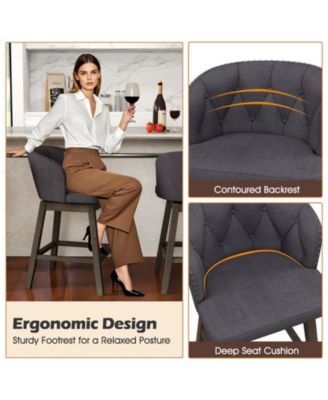 Set of 2 Counter Height Fabric Upholstered Bar Stools Stylish and Comfortable Seating for Kitchen or Bar