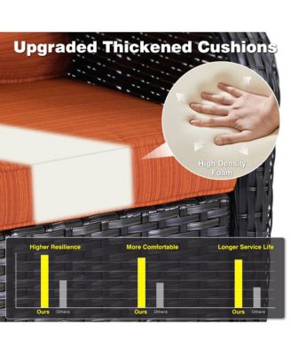 Outdoor Furniture Patio Furniture Conversation Set 5 Pieces All Weather Wicker High Back Couch with Ottomans