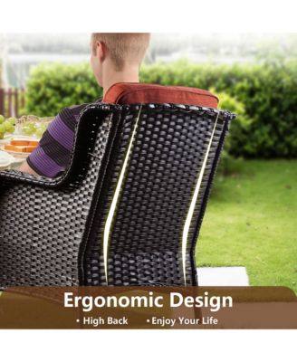 Outdoor Swivel Rocking Chairs Set, Patio Furniture Set with 50,000 BTU Rectangular Propane Fire Pit Table, 7 Pieces High Back Conversation Sofa and Side Table