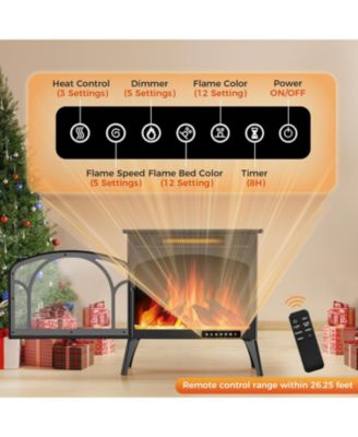 Freestanding Electric Fireplace Stove – Realistic Flame Heater with Remote, Timer & Adjustable Flame Settings