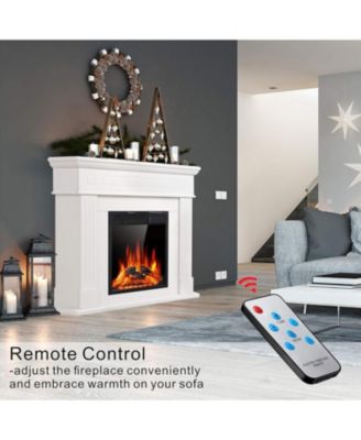 Electric Fireplace Mantel Package Wooden Surround Firebox TV Stand Free Standing Electric Fireplace Heater with Logs, Adjustable Led Flame, Remote Control, 750W-1500W