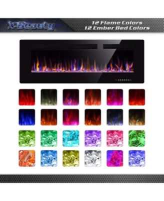 Electric Fireplace inch Recessed and Wall Mounted,The Thinnest FireplaceLow Noise, Fit for 2 x 6 Stud, Remote Control with Timer,Touch Screen,Adjustable Flame Colors and Speed