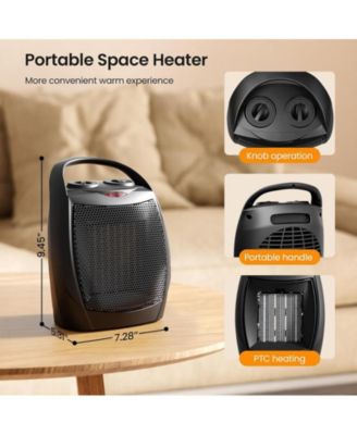 Small Electric Space Heater Ceramic Space Heater,Portable Heater Fan for Office with Adjustable Thermostat and Overheat Protection ETL Listed for Kitchen, 750W/1500W