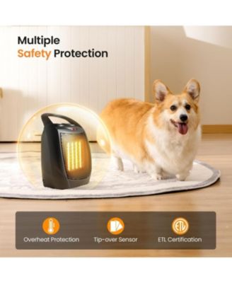 Small Electric Space Heater Ceramic Space Heater,Portable Heater Fan for Office with Adjustable Thermostat and Overheat Protection ETL Listed for Kitchen, 750W/1500W