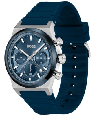 Men's Candor Quartz Chronograph Blue Silicone Watch, 41mm