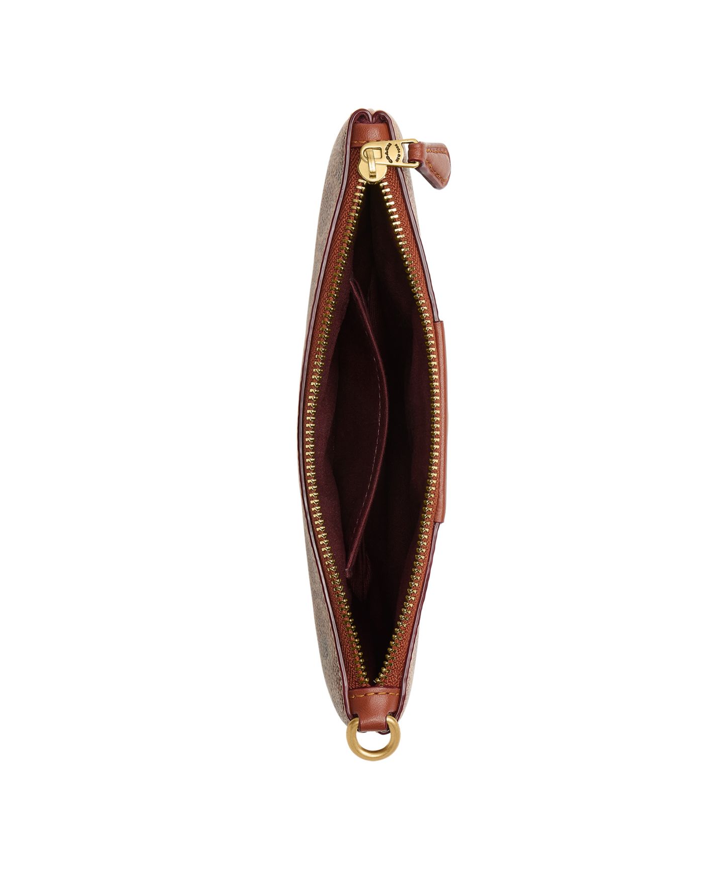 Маленький клатч-петля Coach Essential из парусины с фирменным узором, цвет: Латунный / Рыжевато-коричневый карамельный — фото 3